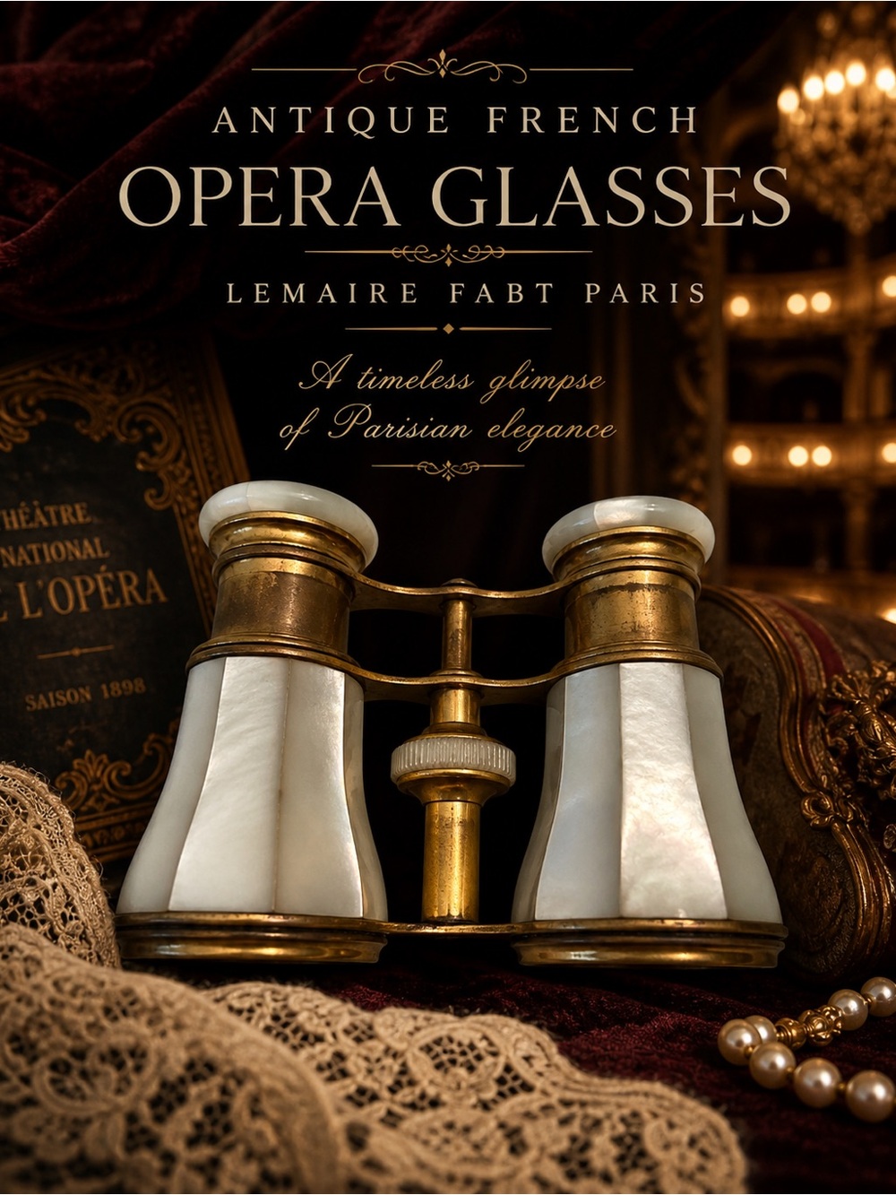 Antique French Opera Glasses Mother of Pearl Brass Lemaire Paris Working